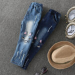 Cartoon Cat Girls Jeans
