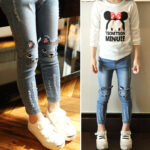 Cartoon Cat Girls Jeans