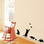 Playful KittyCat and Butterfly Wall Decal