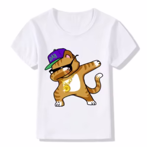 Children's Dabbing Cartoon Cat T-Shirt