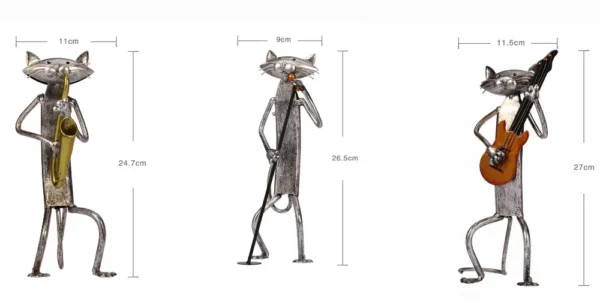 Cat Band Metal Figurine