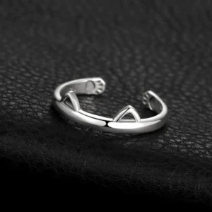 Silver Plated Cat Ears Ring