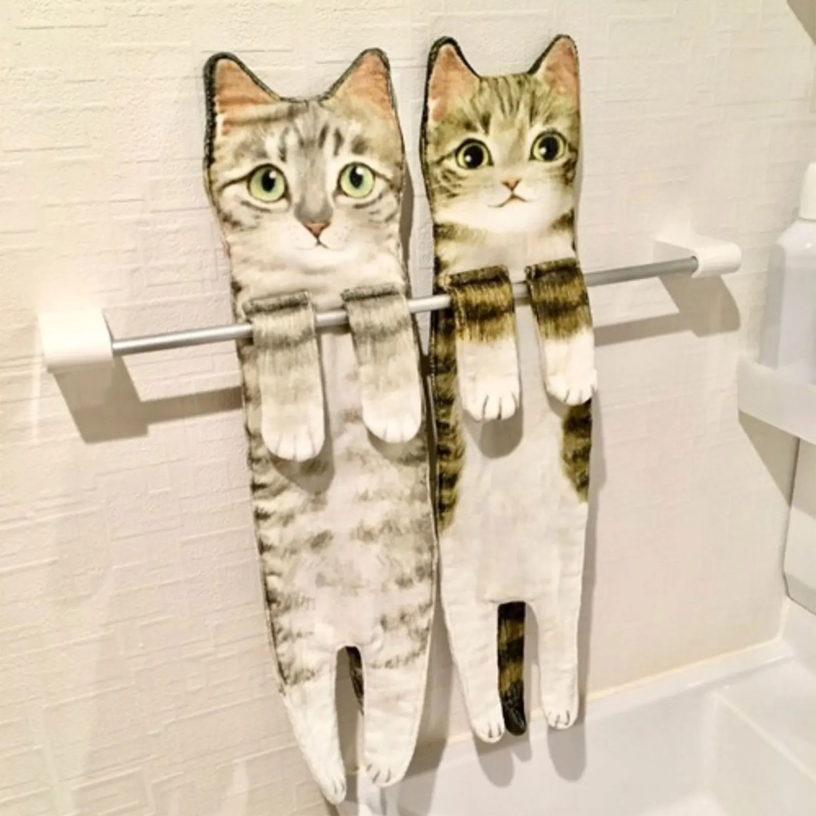 Cat Hand Towels for Kitchen Bathroom - Cute Cat Decor Gadgets - Hanging  Soft Absorbent Hand Face Towel 