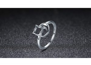 Sterling Silver Cute Little Cat Ring