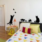 Playful KittyCat and Butterfly Wall Decal