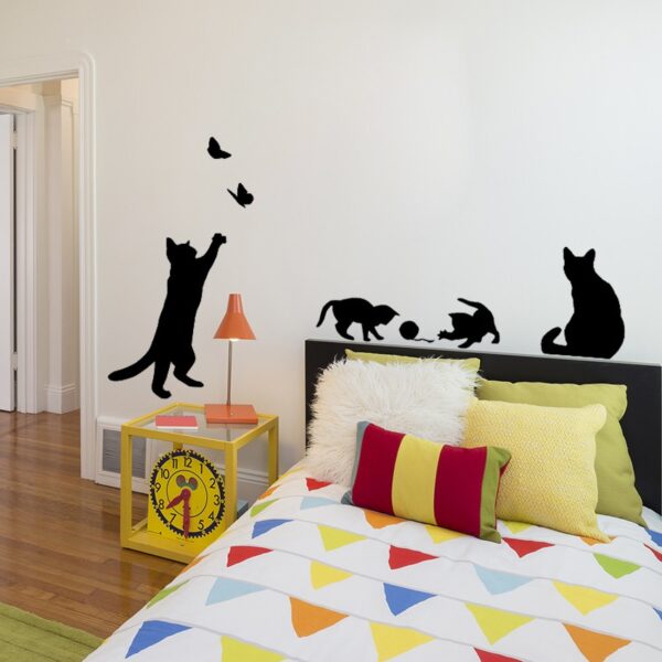 Playful KittyCat and Butterfly Wall Decal