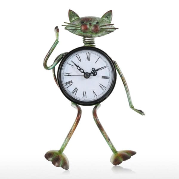 Funky Cat Design Iron Table Clock