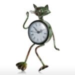 Funky Cat Design Iron Table Clock