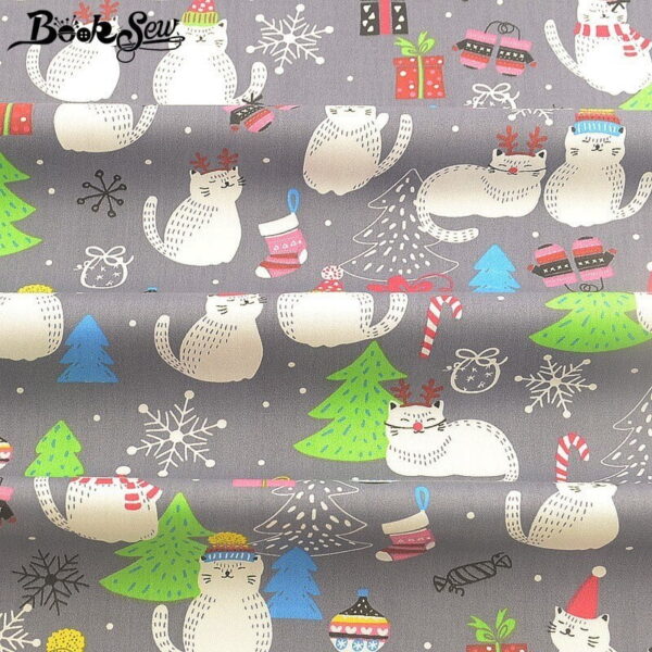 Christmas Cat Fabric Christmas Cat Fabric