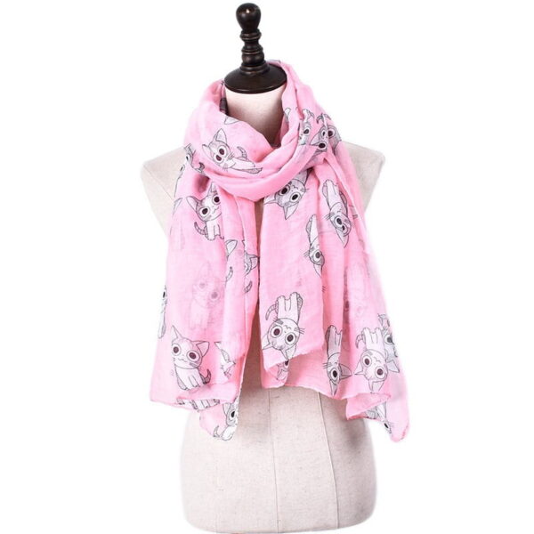 Women's Cat Printed Viscose Scarf