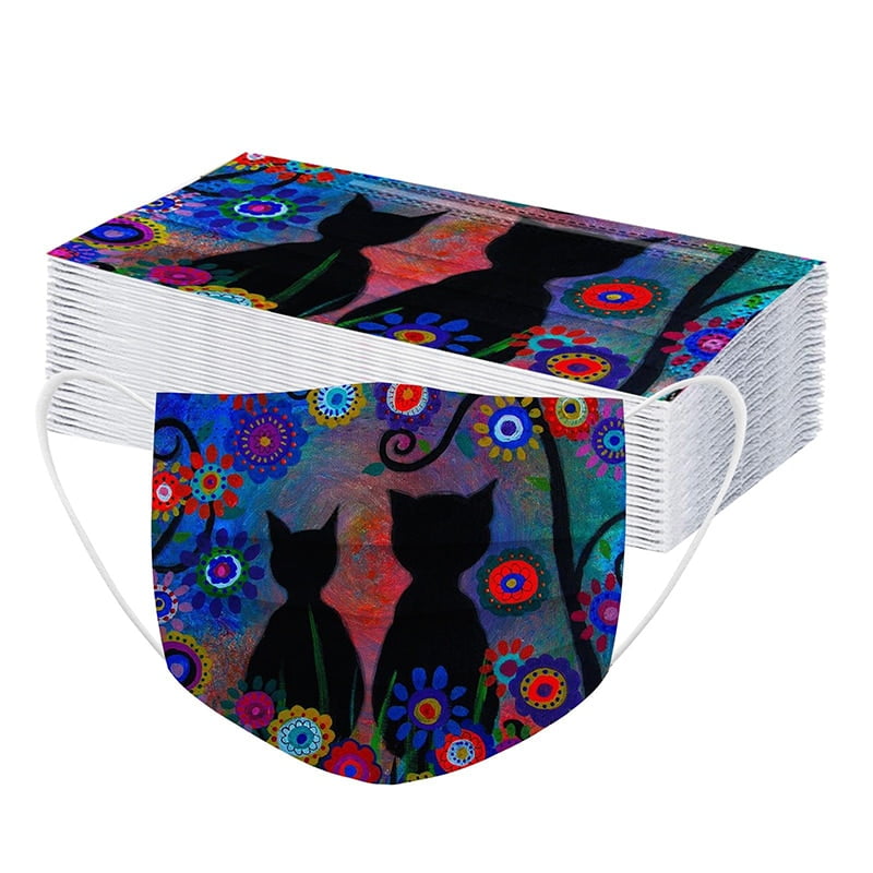 50pcs Adult Disposable Mask - Cat Print
