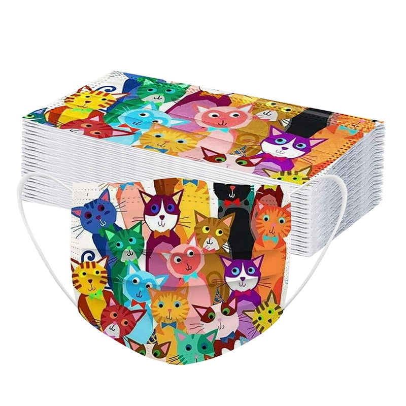 50pcs Adult Disposable Mask - Cat Print