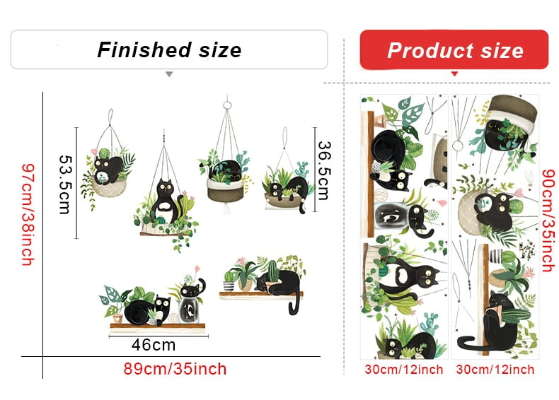 Creative Sofa TV Background Wall Decor Stickers Cat Hanging Basket Wall Stickers for Living room Bedroom Nursery Decor Murals