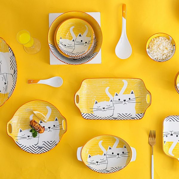 Ceramic Serveware Japanese Style Cute Cat Ceramic Serveware Japanese Style