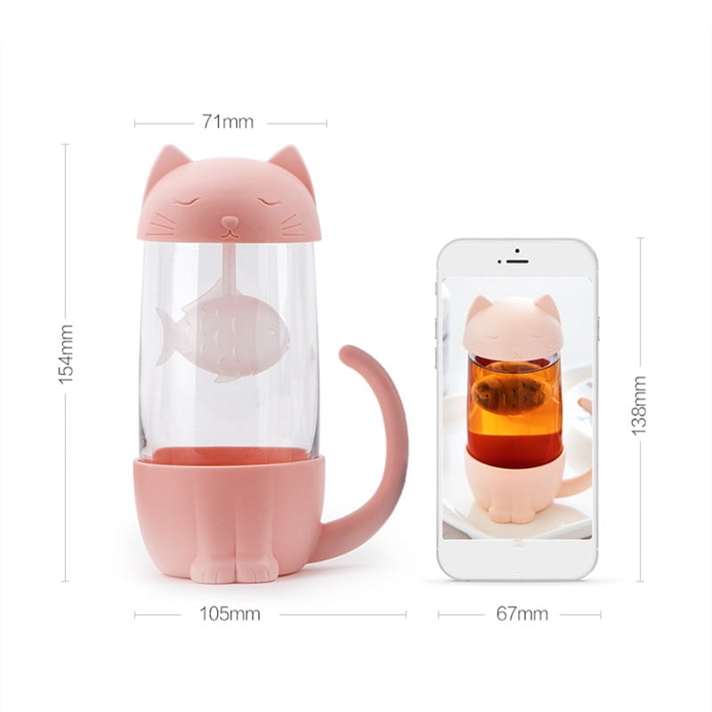 280ml Cute Cat and Dog Glass Tea Mugs With Fish Infuser Strainer Filter Office Cup Novelty Gifts 280ml Cute Cat and Dog Glass Tea Mugs With Fish Infuser Strainer Filter Office Cup Novelty Gifts
