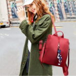 Womens Small Backpack with Cat Pendant