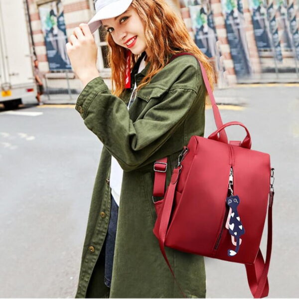 Womens Small Backpack with Cat Pendant