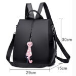 Womens Small Backpack with Cat Pendant