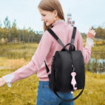 Womens Small Backpack with Cat Pendant