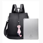 Womens Small Backpack with Cat Pendant