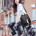 Womens Small Backpack with Cat Pendant