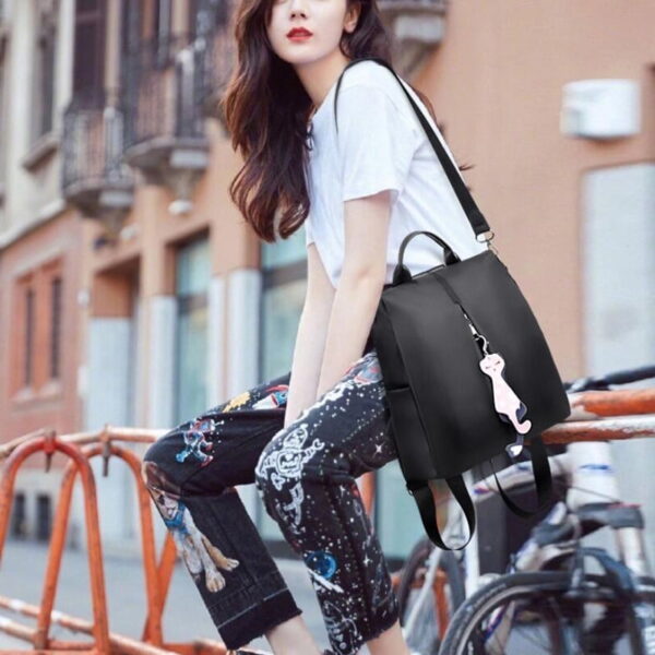 Womens Small Backpack with Cat Pendant