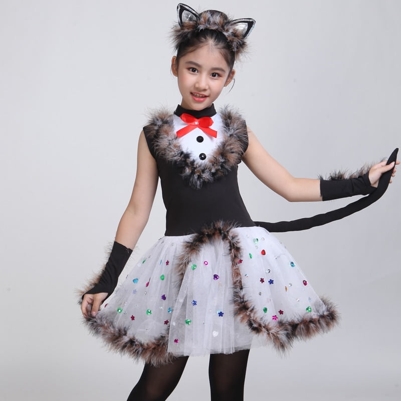 kitten Cat dance wear dance dress girls contemporary dance costumes kids stage clothes modern dance costumes jazz hip hop girls