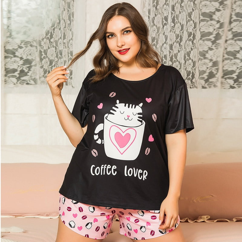 Plus Size Women's Pajama in Cat Print Plus Size Women's Pajama in Cat Print
