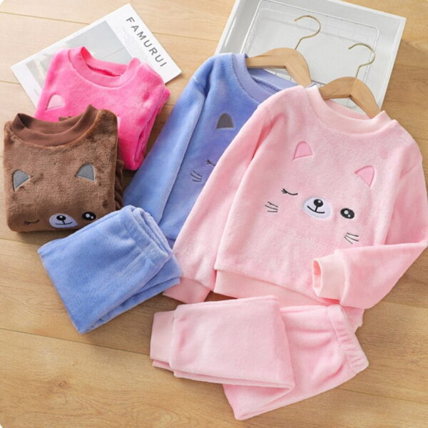 Winter Flannel Cat Pajamas Boys & Girls Winter Flannel Cat Pajamas