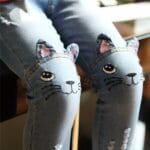 Cartoon Cat Girls Jeans