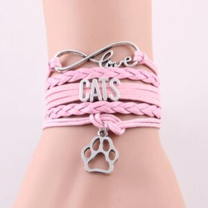 Cute Braided Infinity Love Cats Charm Bracelet
