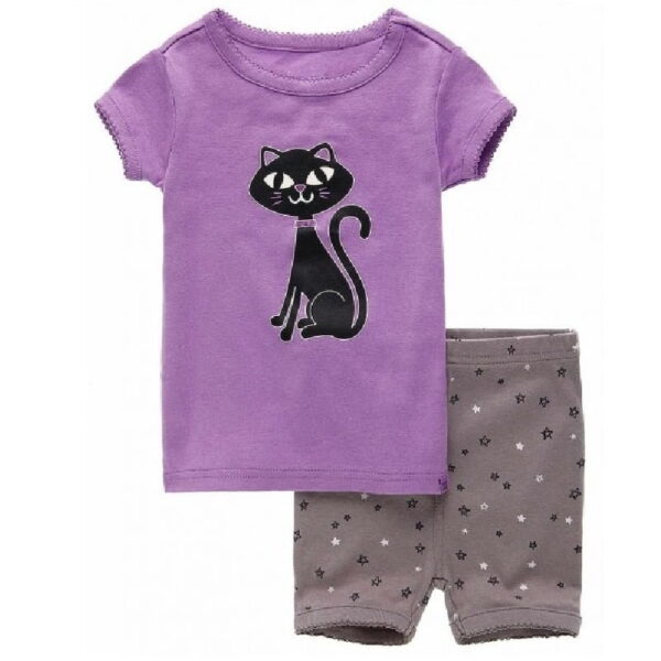 Girl’s Summer Cat Printed Clothing Set Girl’s Summer Cat Printed Clothing Set