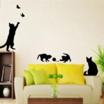 Playful KittyCat and Butterfly Wall Decal
