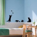 Playful KittyCat and Butterfly Wall Decal