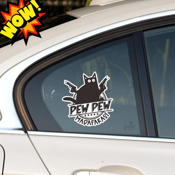 Pew Pew Madafakas Cat Vinyl Sticker