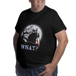 Murderous Black Cat With Knife T-Shirt – Funny Cat Tee for Men