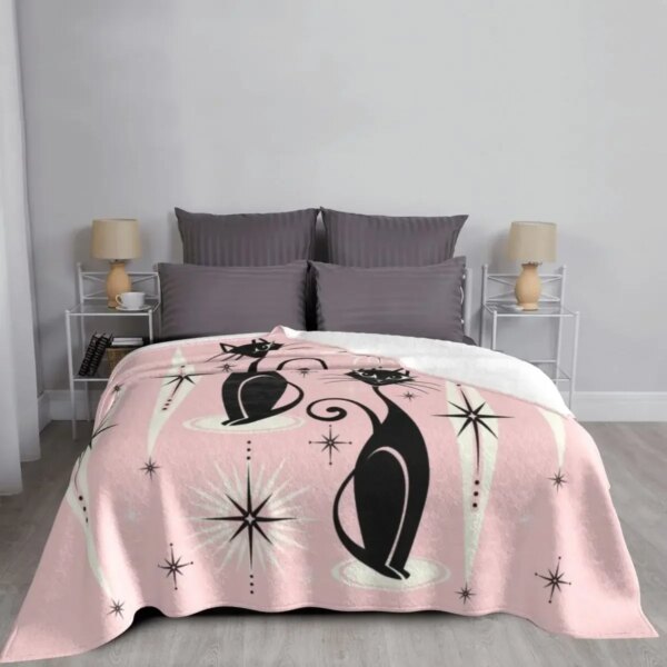 Cute Black Cat Flannel Throw Blanket