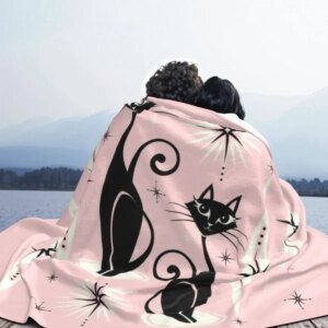 Cute Black Cat Flannel Throw Blanket