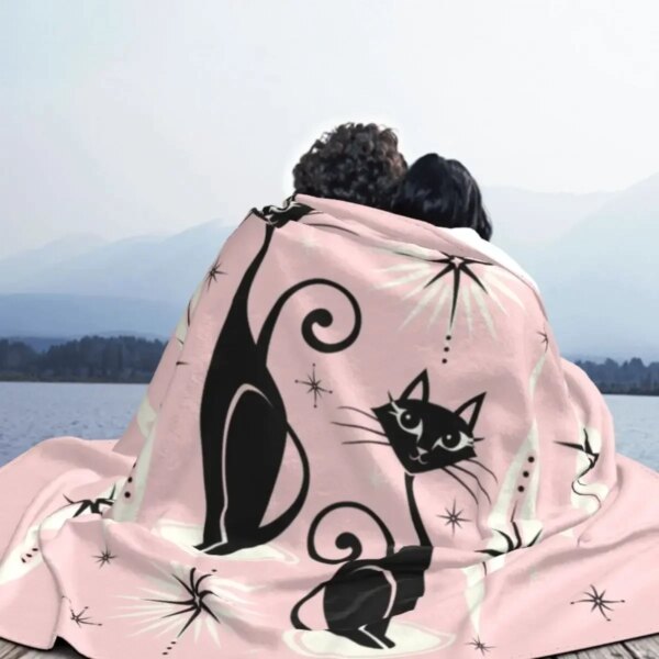 Cute Black Cat Flannel Throw Blanket