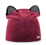 Women’s Autumn Hat - Beanie With Rhinestone Cat Ears
