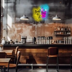 Cat Boba Tea Neon Sign