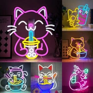 Cat Boba Tea Neon Sign