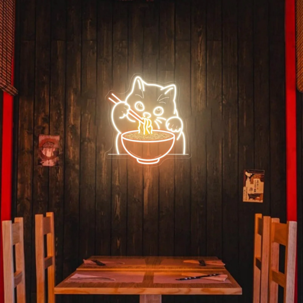Noodle Cat Neon Sign – Ramen Cat LED Light