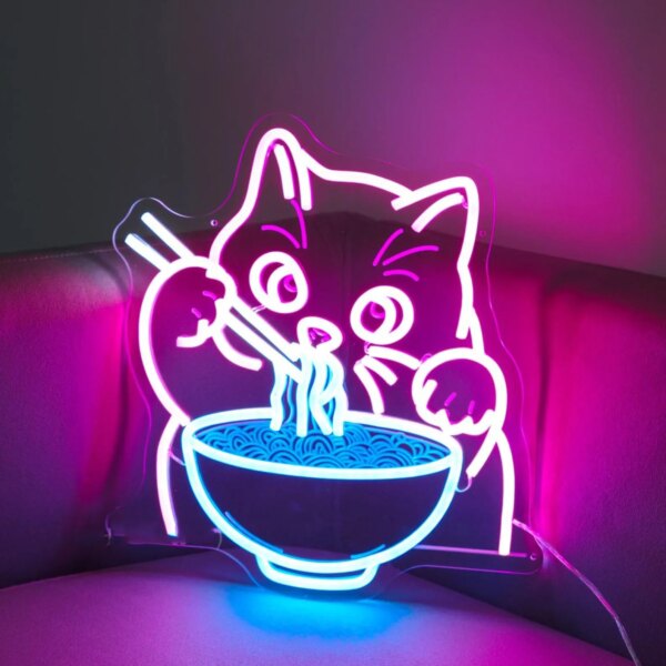Noodle Cat Neon Sign – Ramen Cat LED Light
