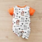 Baby Lion Print Short Sleeve Romper