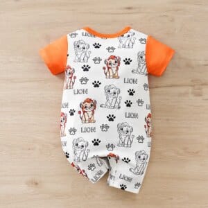Baby Lion Print Short Sleeve Romper