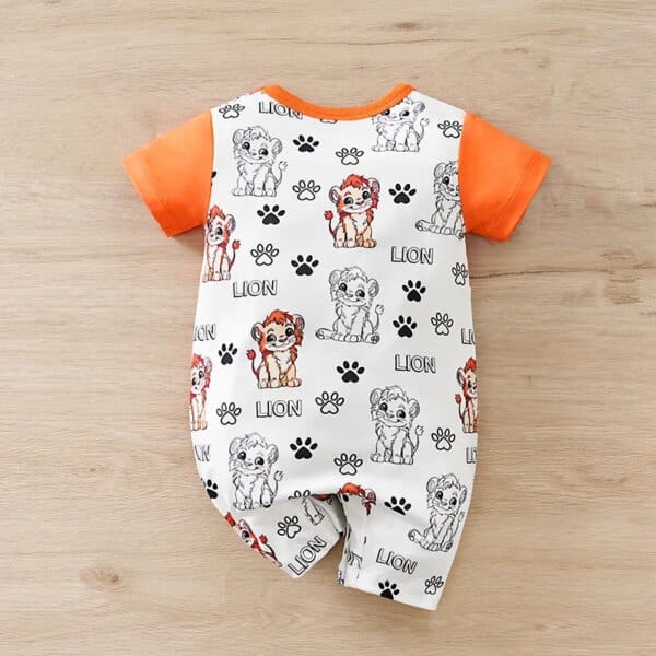 Baby Lion Print Short Sleeve Romper