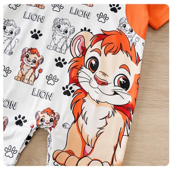 Baby Lion Print Short Sleeve Romper