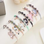 Cartoon Cat Flower Charm Bracelet