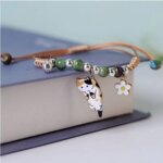 Cartoon Cat Flower Charm Bracelet
